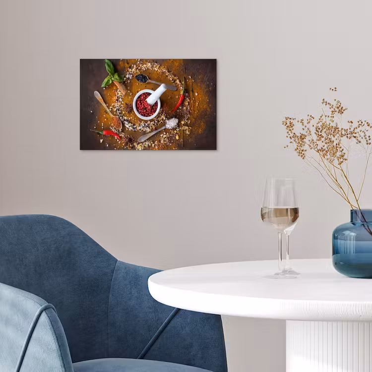Vijzel - Kruiden - Lepels - Specerijen - Bruin - Peper poster papier klein -sfeer3