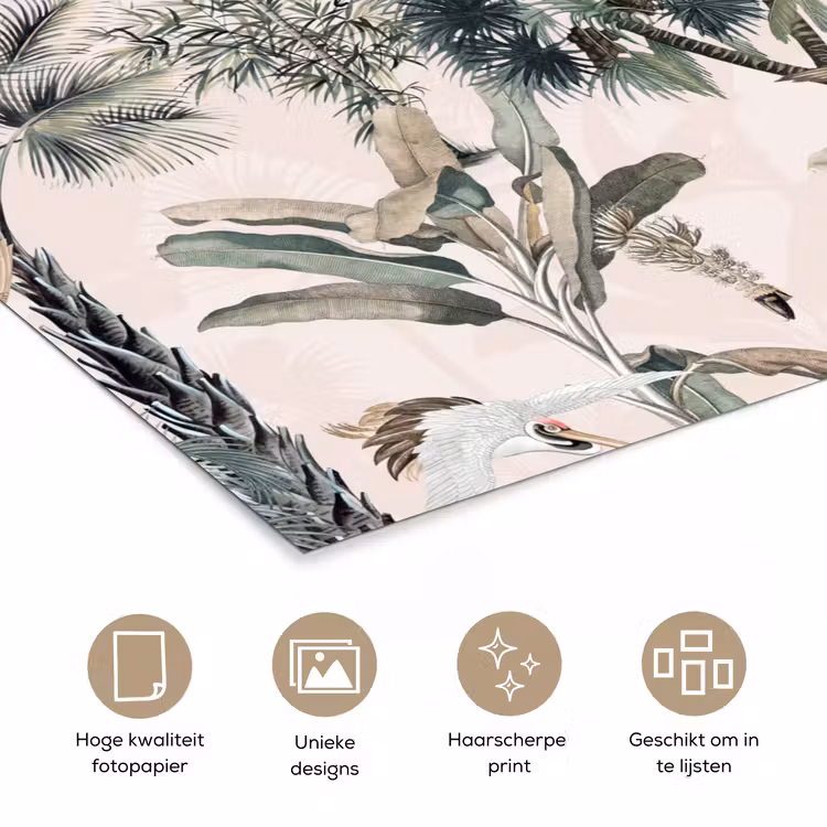 Inductie afdekplaat - Vintage - Jungle - Dieren - Natuur - Inductie beschermer poster papier klein -closeup_NL