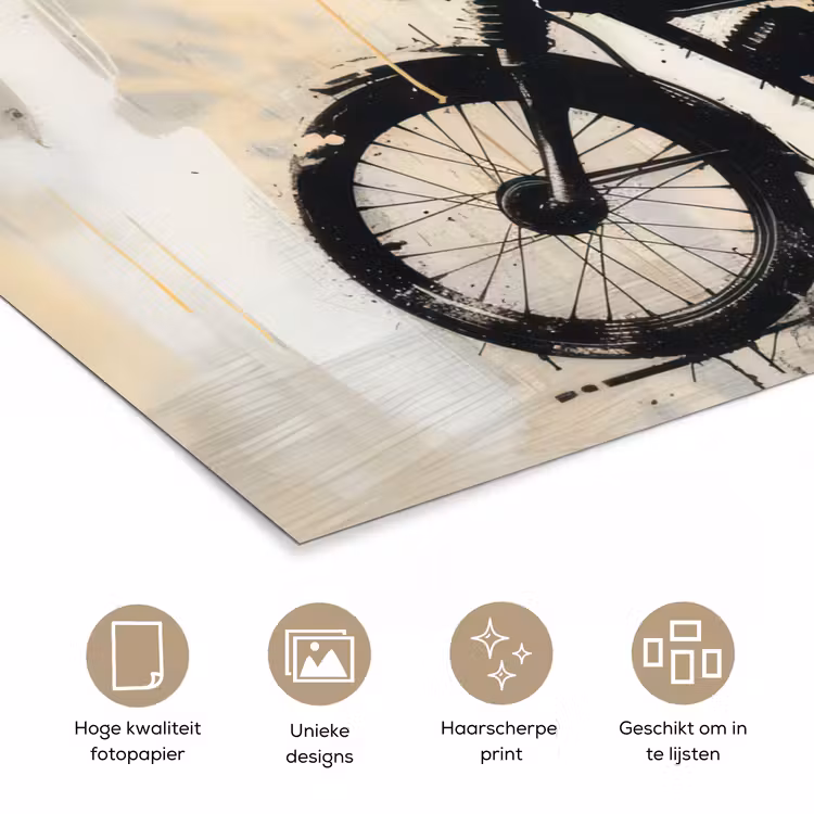 Vintage - Street art - Motor - Jongen - Graffiti - Zwart - Banksy poster papier klein -closeup_NL