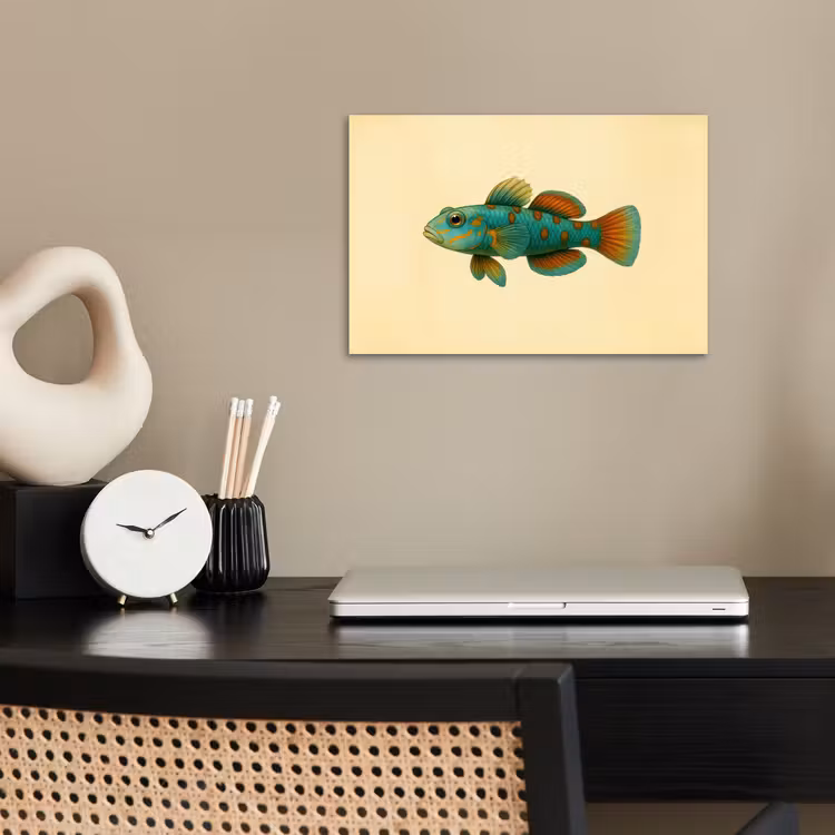 Vis - Blauw - Stippen - Schubben poster papier klein -sfeer1