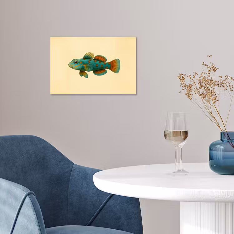 Vis - Blauw - Stippen - Schubben poster papier klein -sfeer3