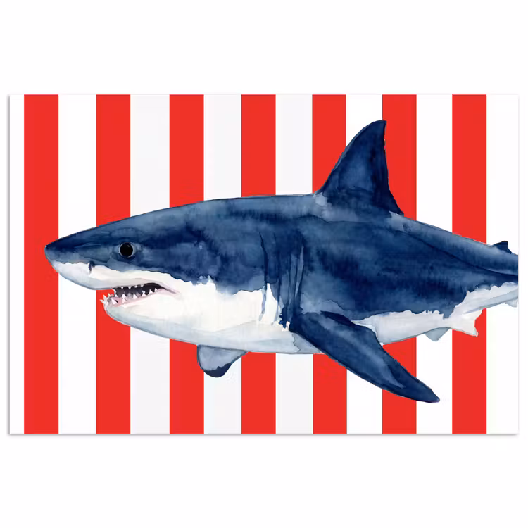Vis - Haai - Zee - Illustratie - Blauw poster papier klein -3d