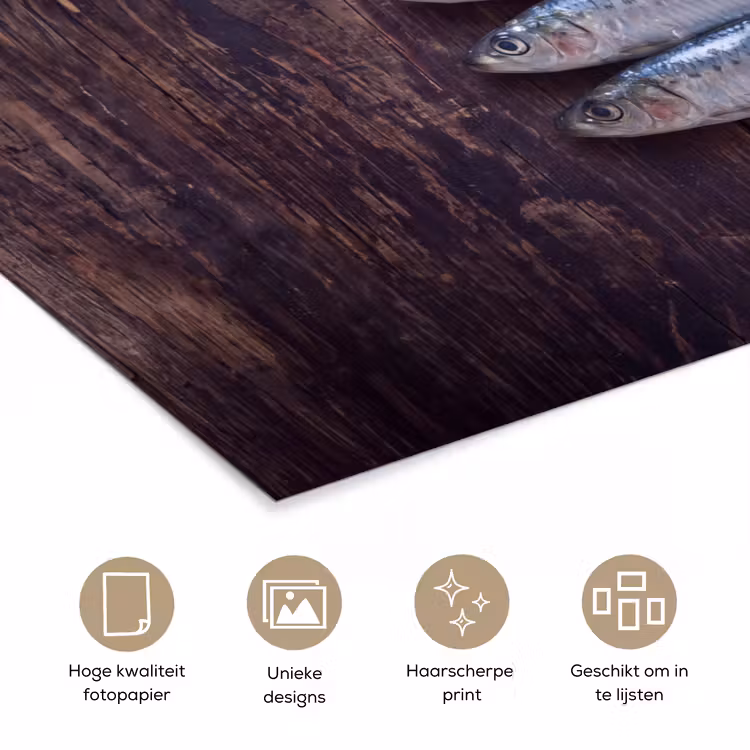 Poster - Vis - Hout - Eten - Vis - Hout - Eten poster papier klein