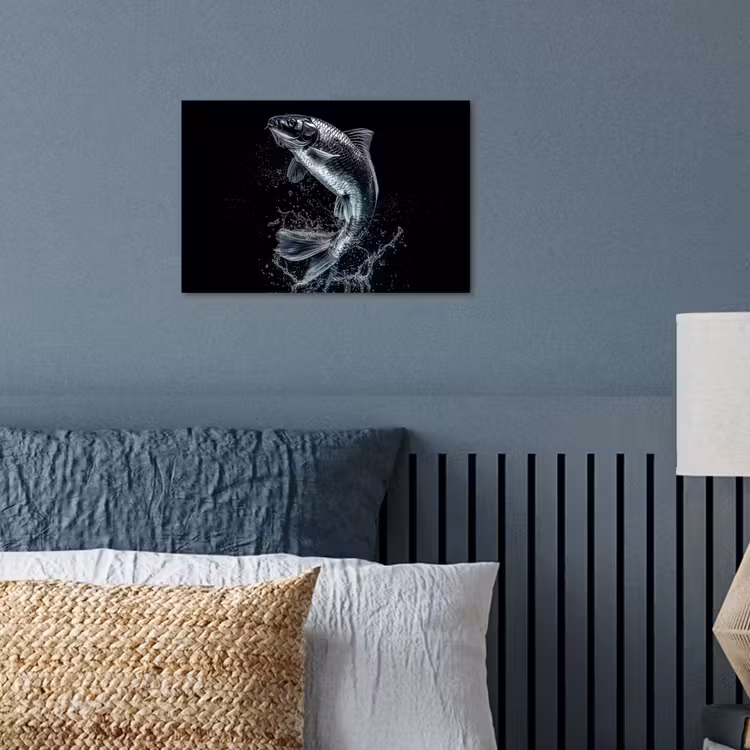 Vis - Koi - Zwart - Water poster papier klein -sfeer2