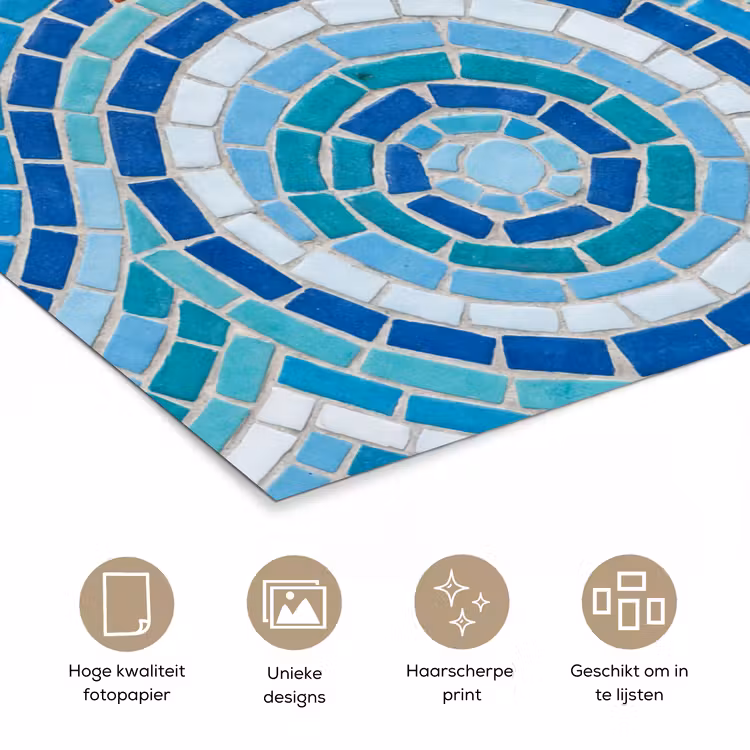 Vis - Mozaïek - Water - Decoratief - Blauw poster papier klein -closeup_NL
