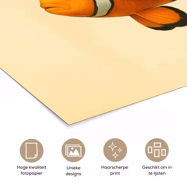 Vis - Oranje - Strepen poster papier klein -closeup_NL