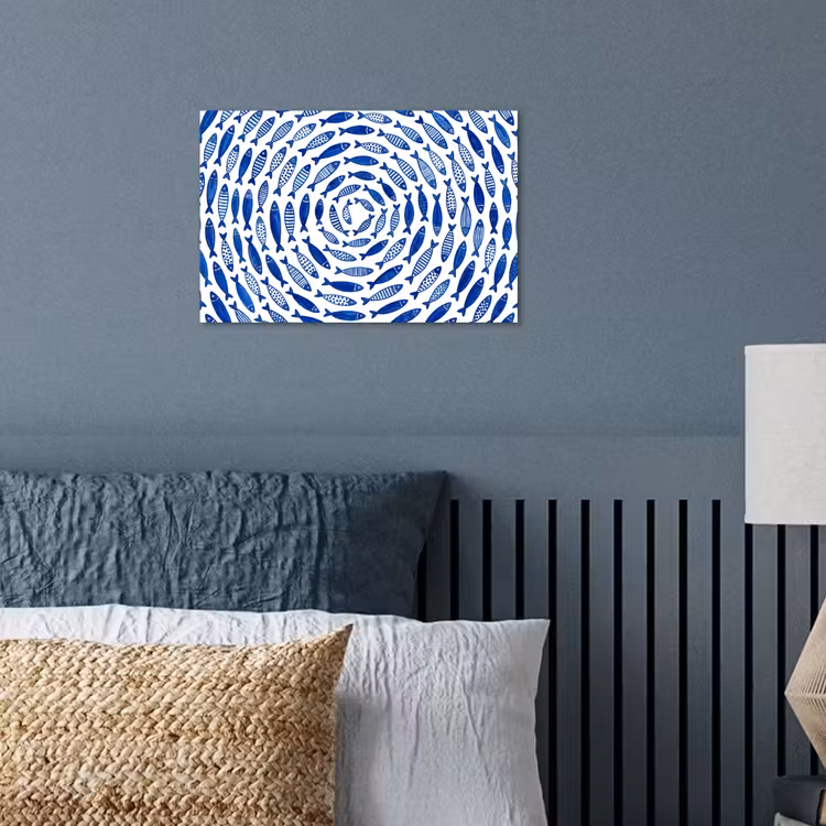 Vis - Patroon - Onderwater - Abstract - Blauw poster papier klein -sfeer2
