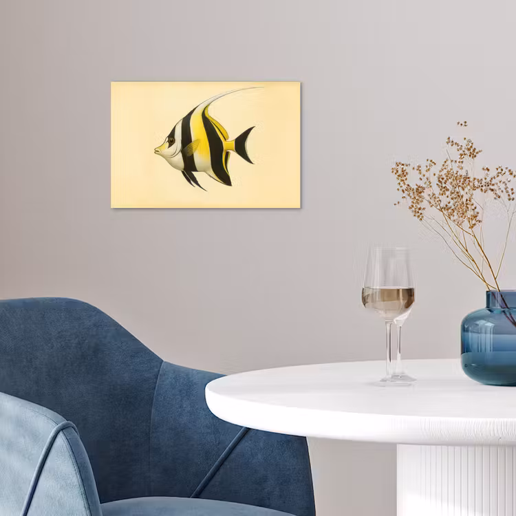 Vis - Sierlijk - Rugvin - Geel poster papier klein -sfeer3