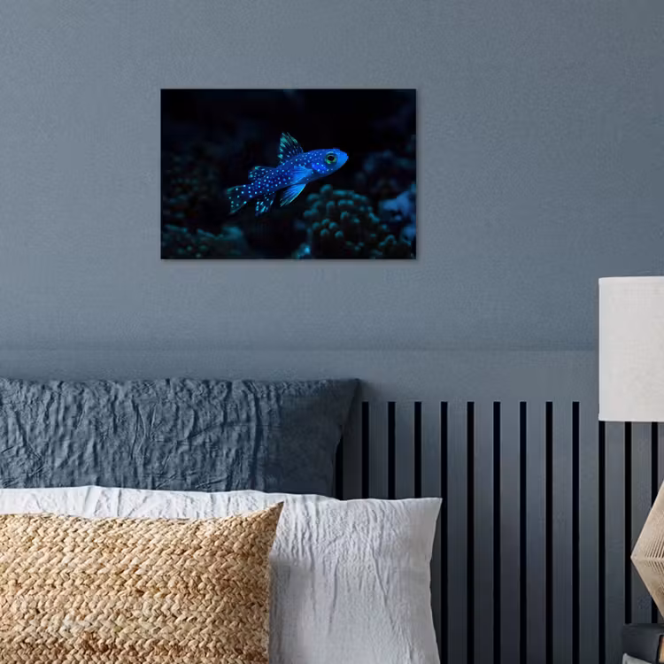 Vis - Stippen - Koraal - Blauw poster papier klein -sfeer2