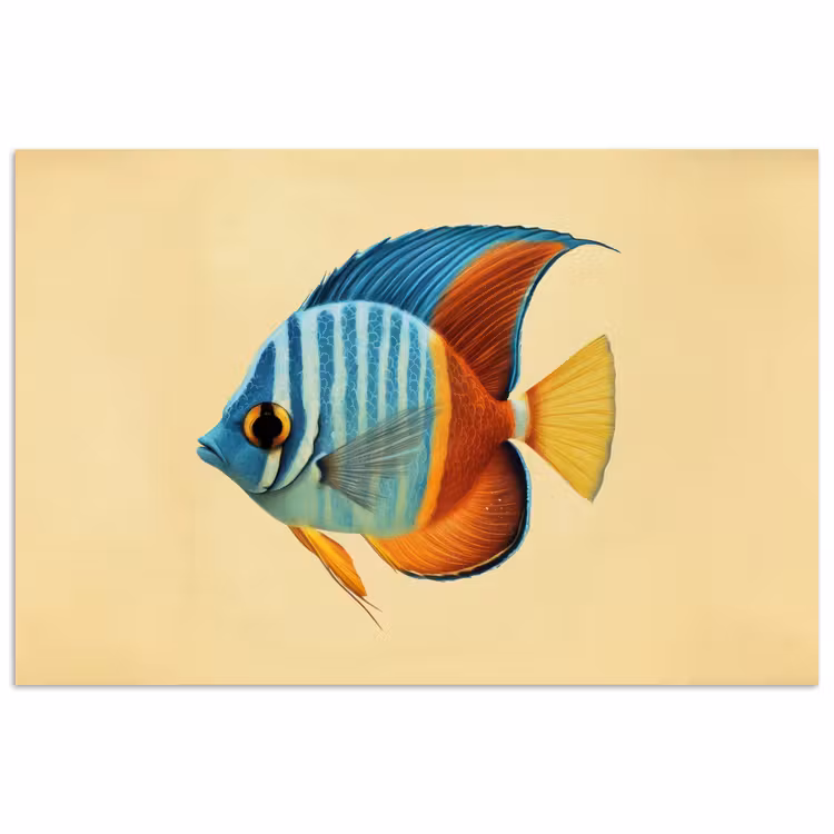 Vis - Vinnen - Blauw - Ogen poster papier klein -3d