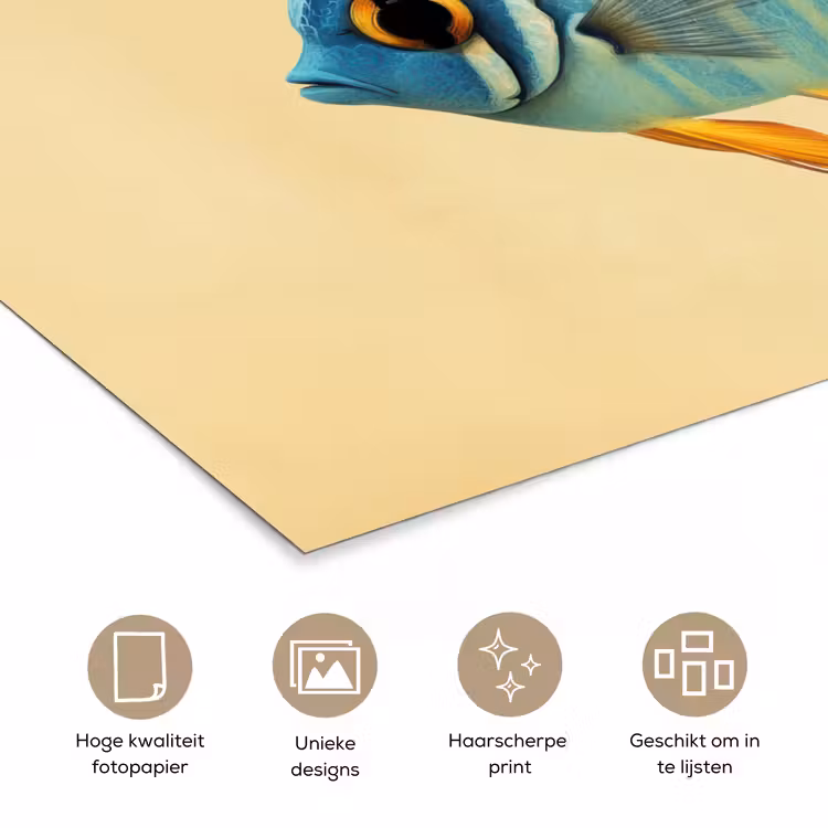 Vis - Vinnen - Blauw - Ogen poster papier klein -closeup_NL