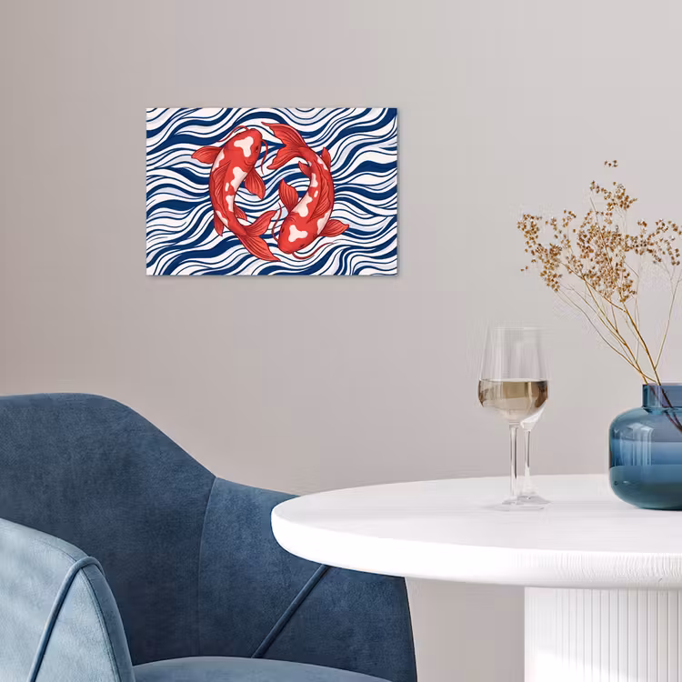 Vis - Water - Natuur - Illustratie - Rood poster papier klein -sfeer3