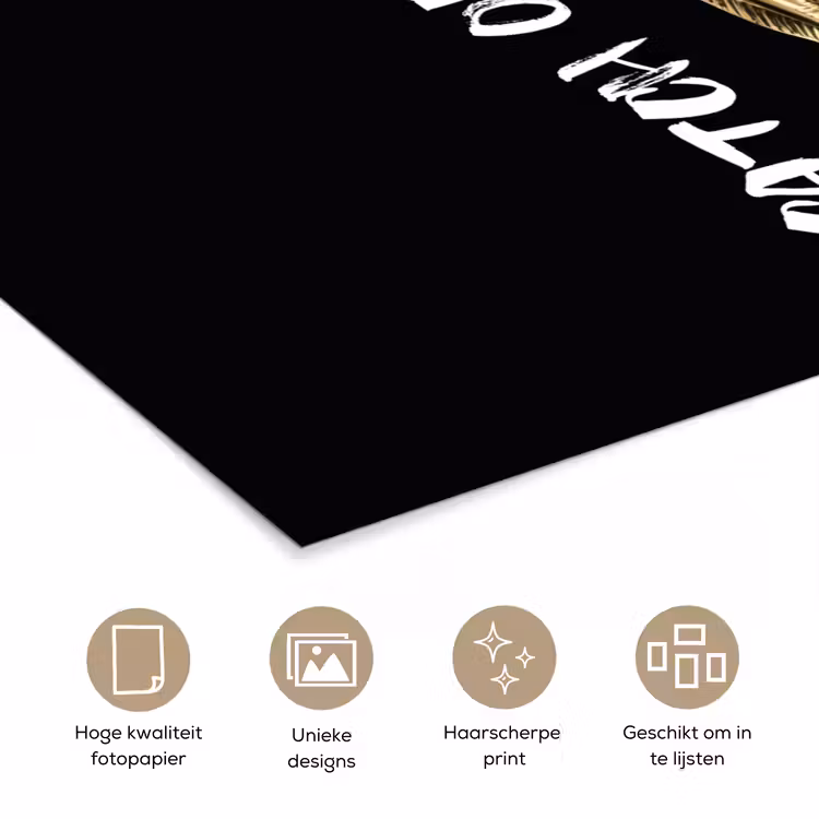 Vis - Zwart - Goud - Tekst poster papier klein -closeup_NL