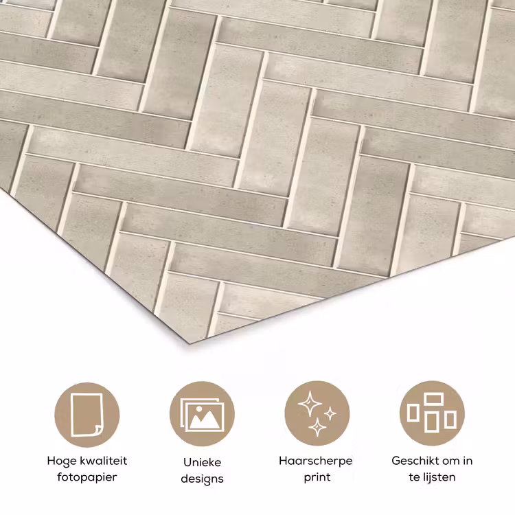 Visgraat - Wandtegel - Beige poster papier klein 62 -closeup_NL