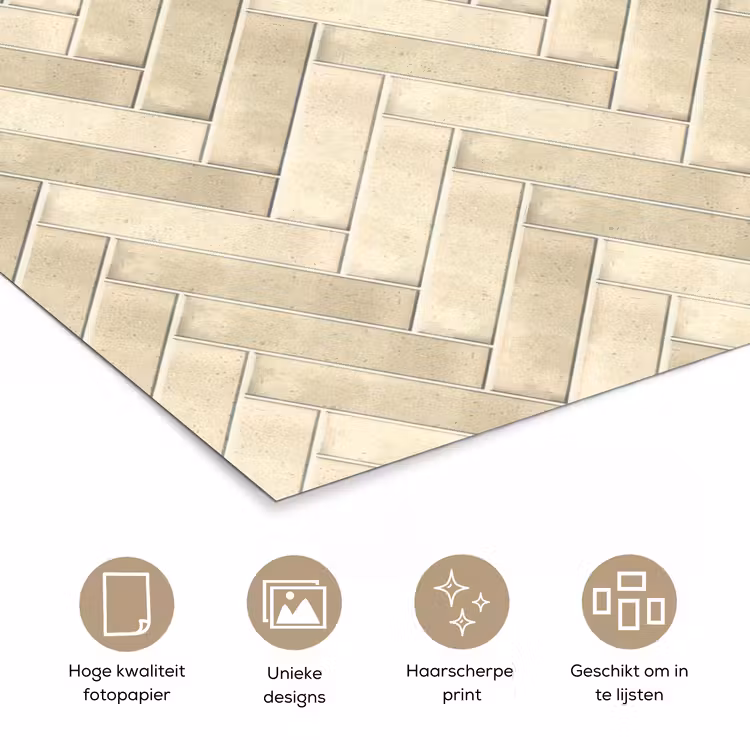 Visgraat - Wandtegel - Licht Beige poster papier klein 62 -closeup_NL