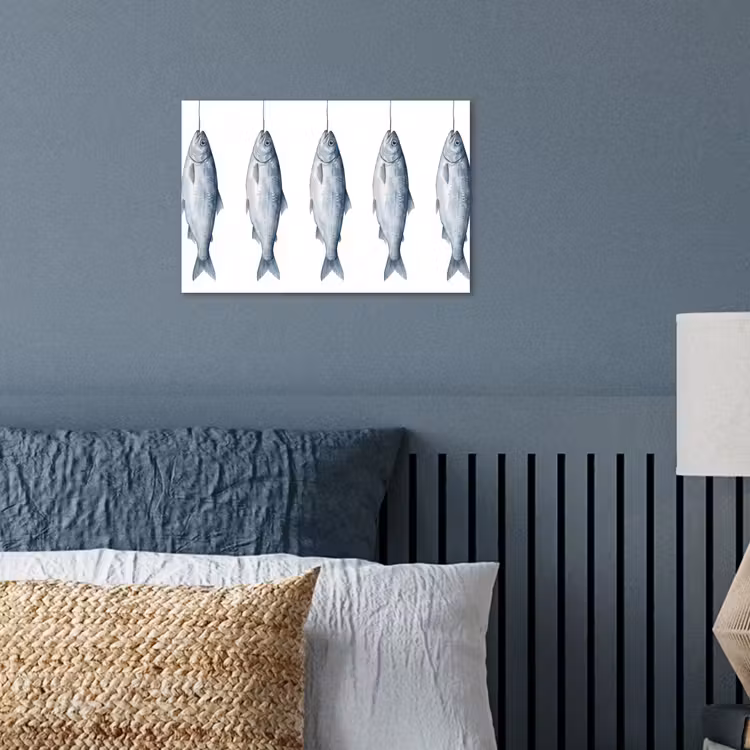 Vissen - Illustratie - Delfts - Blauw poster papier klein -sfeer2
