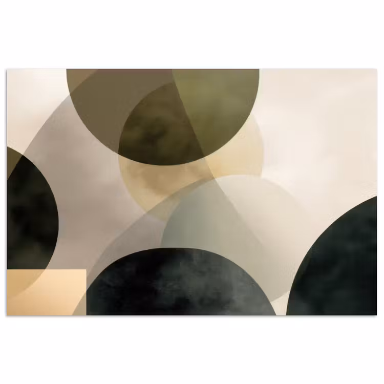 Vlakken - Abstract - Beige - Cirkels poster papier klein -3d