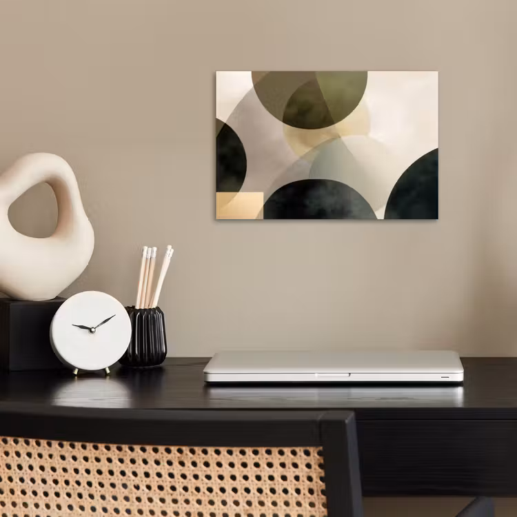 Vlakken - Abstract - Beige - Cirkels poster papier klein -sfeer1