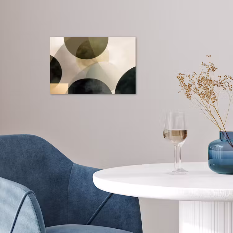 Vlakken - Abstract - Beige - Cirkels poster papier klein -sfeer3