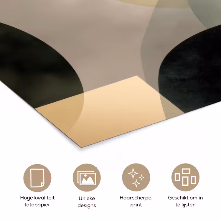 Vlakken - Abstract - Beige - Cirkels poster papier klein -closeup_NL
