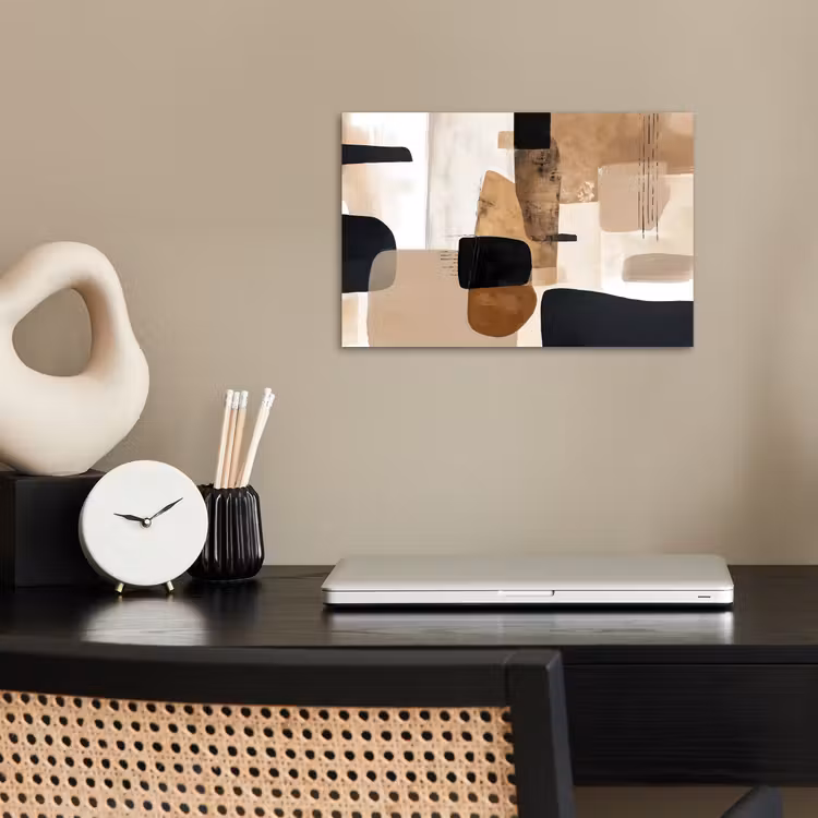 Vlakken - Abstract - Zwart - Strepen poster papier klein -sfeer1