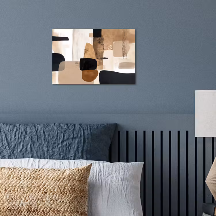 Vlakken - Abstract - Zwart - Strepen poster papier klein -sfeer2