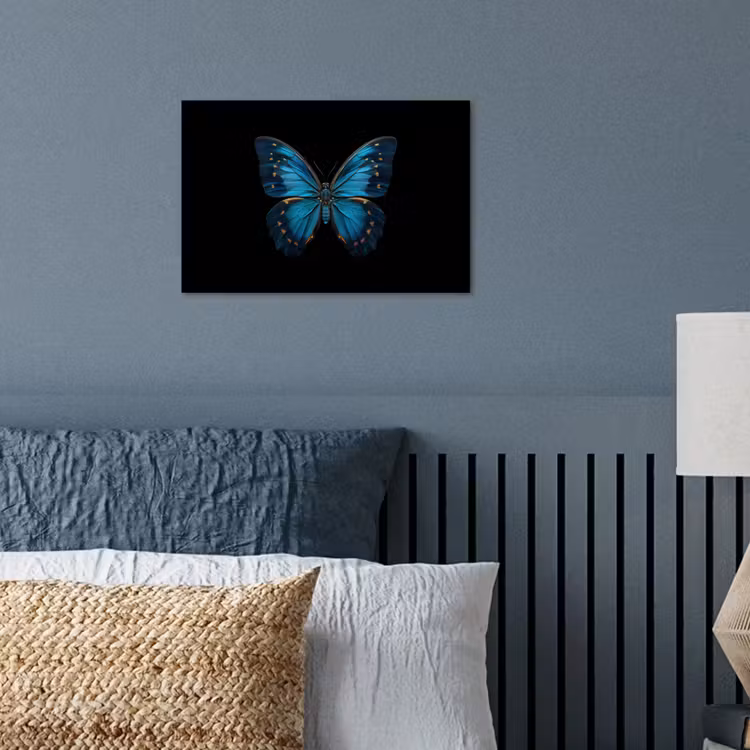Vlinder - Blauw - Contrast poster papier klein -sfeer2