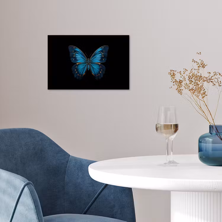 Vlinder - Blauw - Contrast poster papier klein -sfeer3