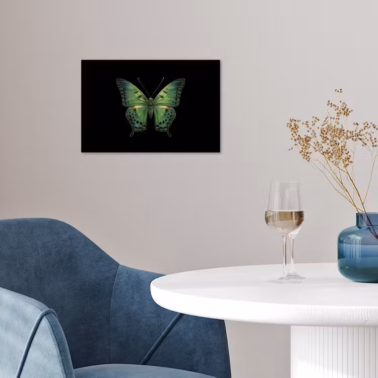 Vlinder - Groen - Diepte poster papier klein -sfeer3