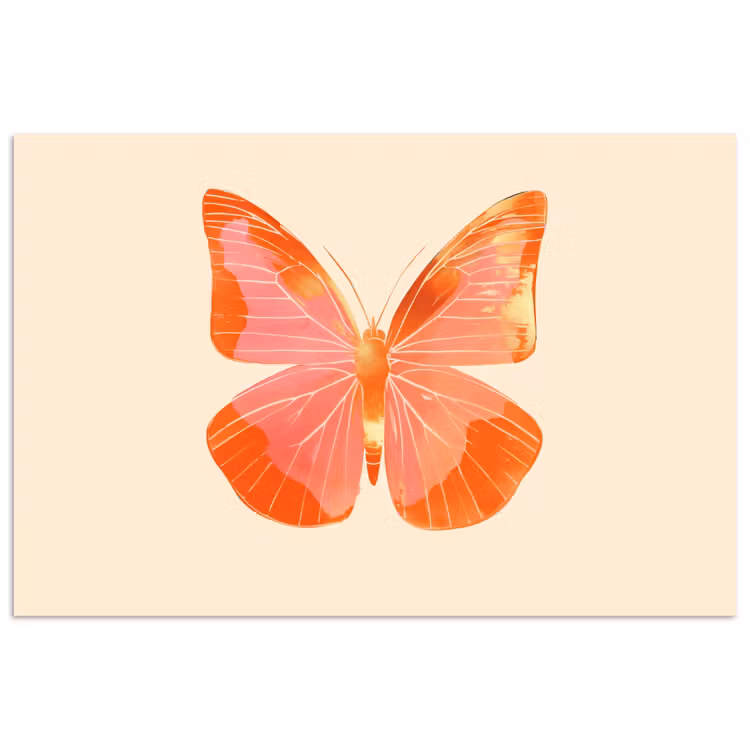 Vlinder - Minimalistisch - Roze poster papier klein -3d
