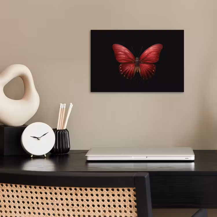 Vlinder - Rood - Minimalistisch poster papier klein -sfeer1
