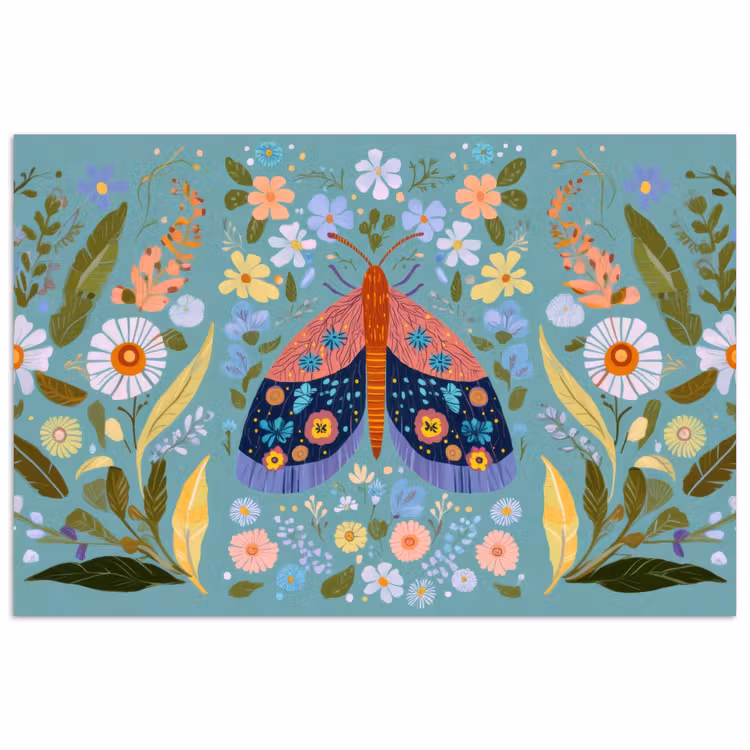 Vlinder - Sierlijk - Bloemen - Bladeren poster papier klein -3d