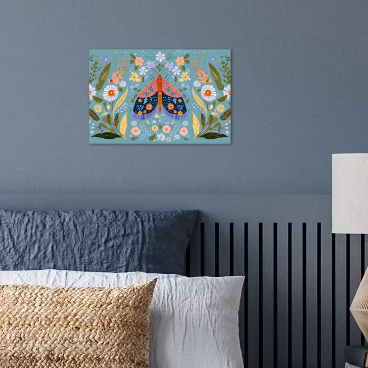Vlinder - Sierlijk - Bloemen - Bladeren poster papier klein -sfeer2