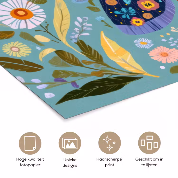 Vlinder - Sierlijk - Bloemen - Bladeren poster papier klein -closeup_NL