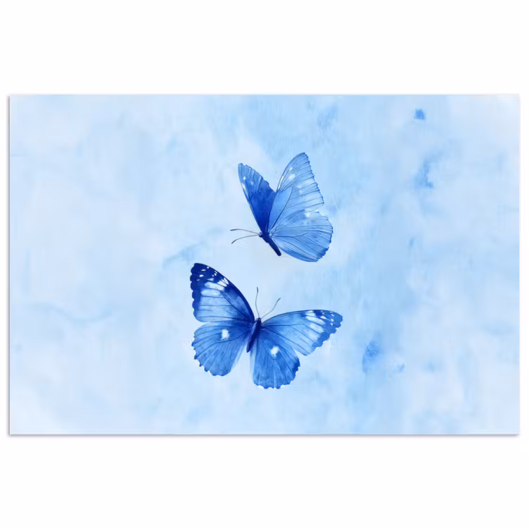 Vlinders - Sierlijk - Blauw poster papier klein -3d