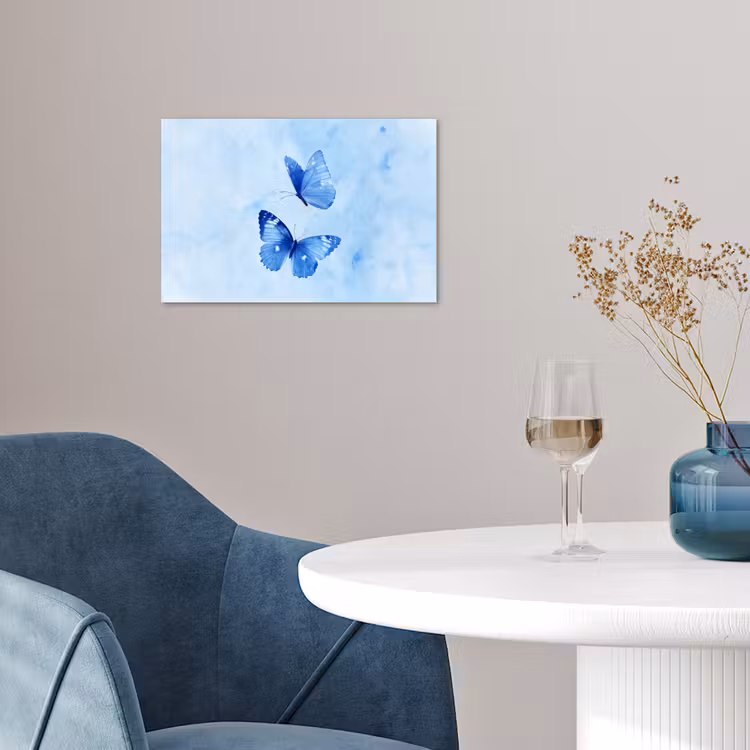 Vlinders - Sierlijk - Blauw poster papier klein -sfeer3