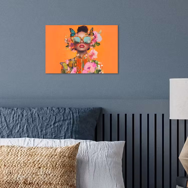 Vlinders - Vrouw - Zonnebril - Kleurrijk poster papier klein -sfeer2