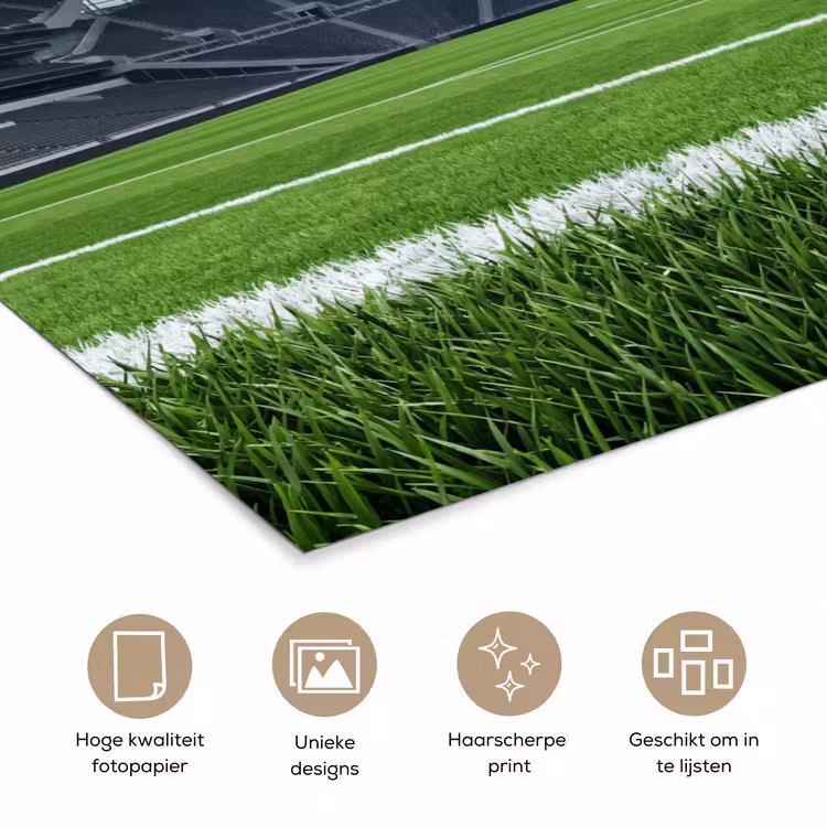 Voetbal - Stadion - Sport - Groen poster papier klein -closeup_NL