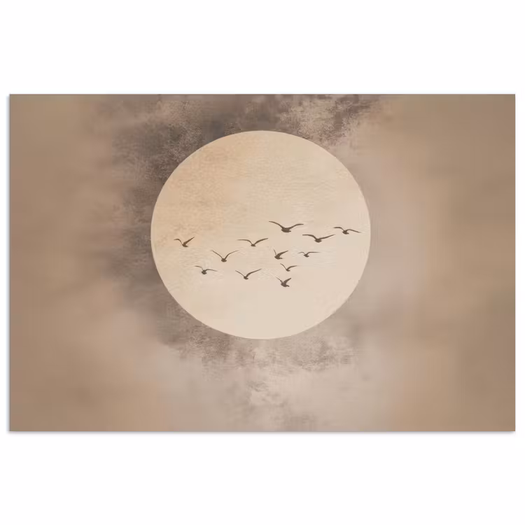 Vogel - Beige - Japandi poster papier klein -3d