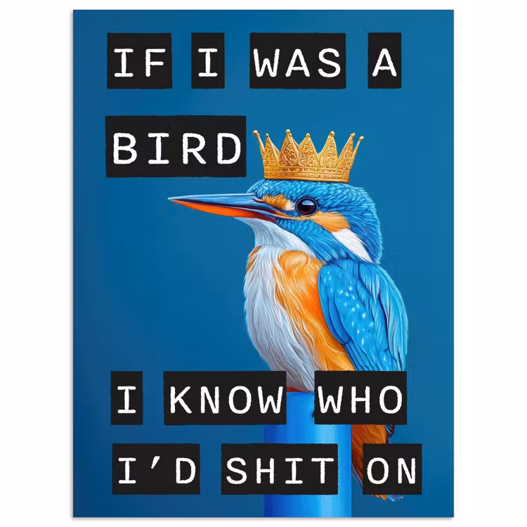 Vogel - Decoratie - Ijsvogel - Blauw poster papier klein -3d