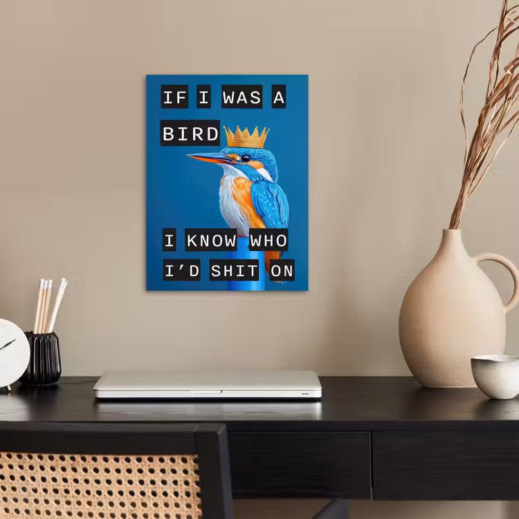 Vogel - Decoratie - Ijsvogel - Blauw poster papier klein -sfeer1