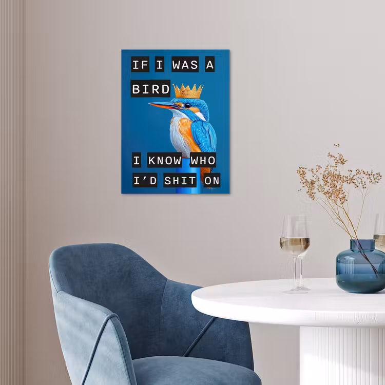 Vogel - Decoratie - Ijsvogel - Blauw poster papier klein -sfeer3