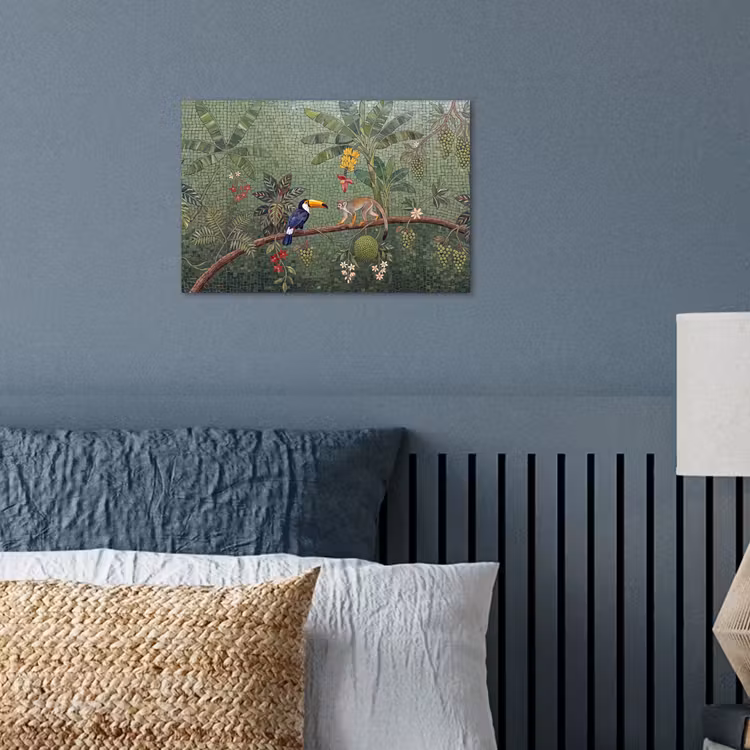 Vogel - Dier - Jungle - Mozaïek - Natuur poster papier klein -sfeer2