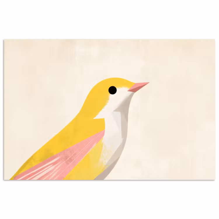 Vogel - Minimalistisch - Geel poster papier klein -3d
