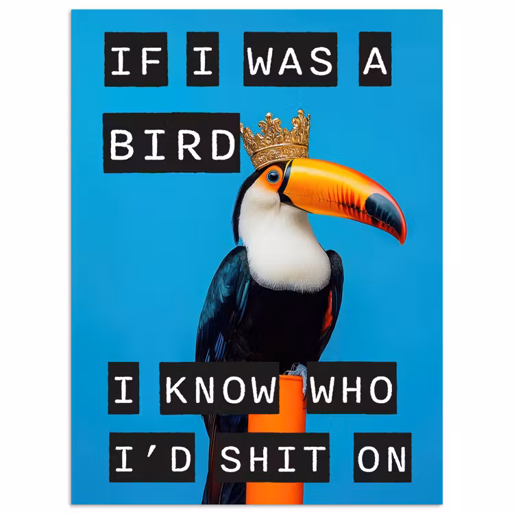 Vogel - Toekan - Blauw - Quotes poster papier klein -3d