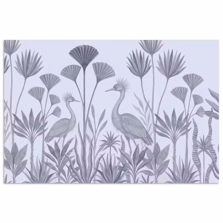 Vogel - Tropisch - Illustratie - Blauwgrijs - Natuur poster papier klein -3d