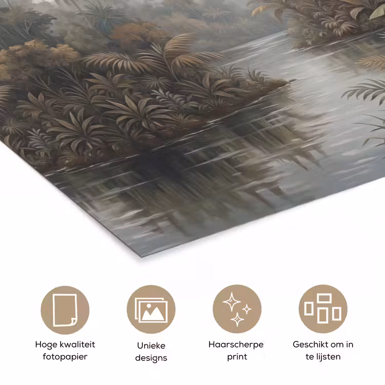 Vogel - Vliegend - Tropisch - Landschap - Klassiek poster papier klein -closeup_NL