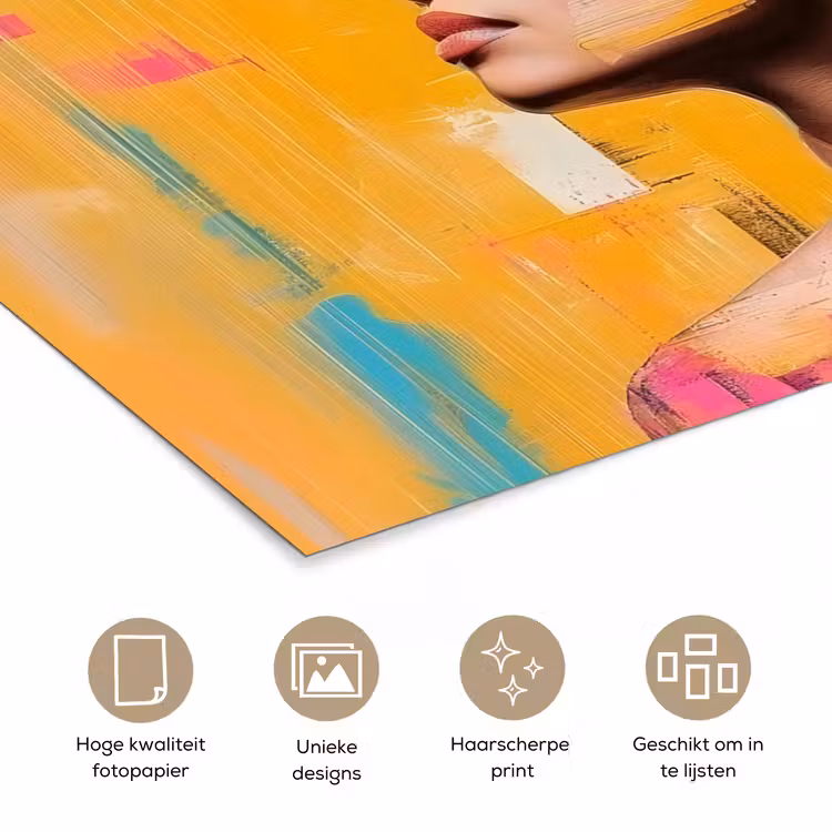 Vogel - Vrouw - Abstract - Bloem poster papier klein -closeup_NL