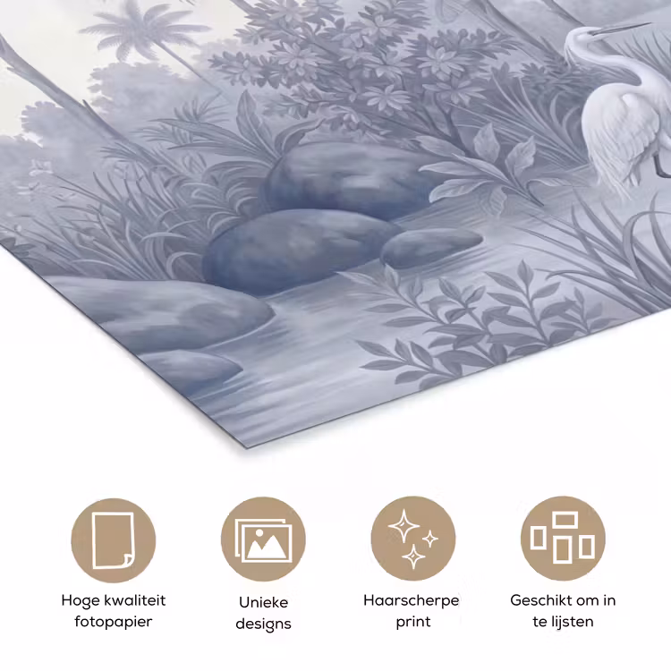 Vogel - Water - Tropisch - Natuur - Blauw poster papier klein -closeup_NL