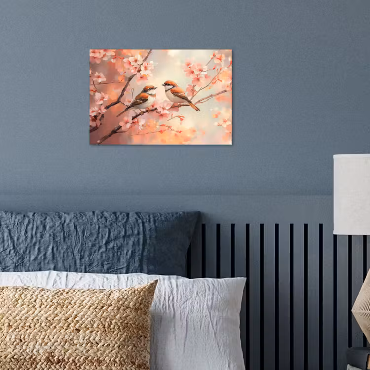Vogels - Romantic - Bloesemtak poster papier klein -sfeer2